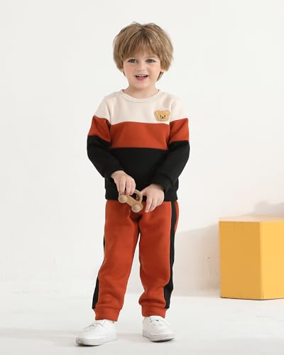 NZRVAWS Toddler Baby Boy Clothes Pullover Sweater Cute Bear Sweatsuit Pant Set Boys Fall Winter Outfit Clothing Set2