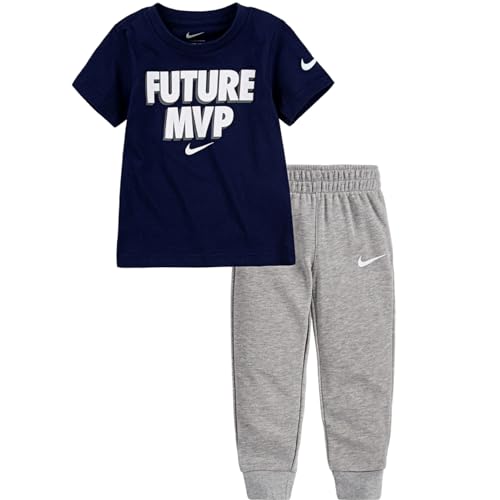 Nike boys Short Sleeve Shirt and Jogger Set, Durable Stretch and Lightweight (N(88G178-42) G, 6)