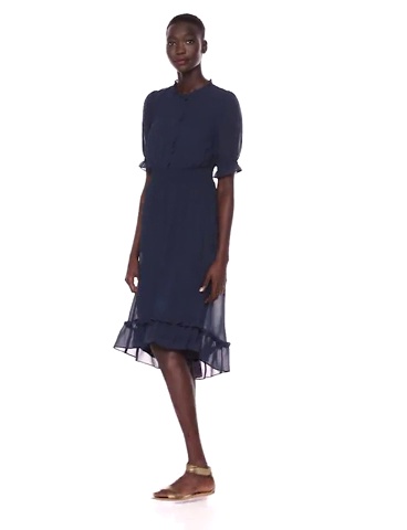 sachin and babi light blue dress Leely Women Royal Blue Chiffon Midi Flowy Wedding Guest Dress with Ruffles A Line Boat Neck Wedding Party Dress with Cape