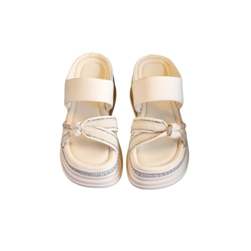HBJWOV Thick Soled Sandals for Women Wearing Rhinestones and Versatile Height Increasing Beach Shoes2