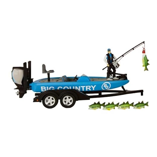 Big Country Toys Tournament Professional Bass Boat - 1:20 Scale - Bass Boat - Boat Trailer - Accessory Pack - 10 Piece Toy Set