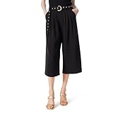 DEE OCLEPPO Women's Mariana Belted Wide Leg Cropped Pant Standard, Black