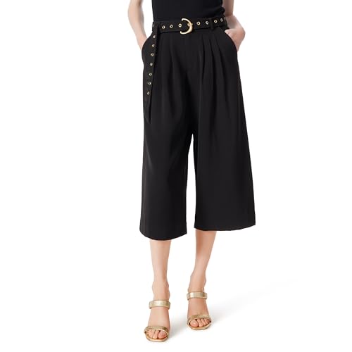 DEE OCLEPPO Women's Mariana Belted Wide Leg Cropped Pant Standard, Black