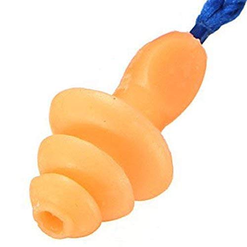 Image of Reusable Noise Reduction Earplug Silicone Corded Ear Plugs - Reusable Hearing Protection Earplugs (Blue Rope-Orange Plug)