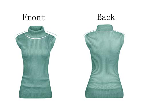 Image of v28 Women Sleeveless High Neck Turtleneck Stretchable Knit Sweater Top