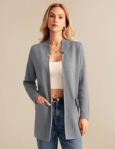 GRACE KARIN Women's Long Sleeve Open Front Knit Cardigan Notch Collar Fall Sweater Blazer Jackets 20252