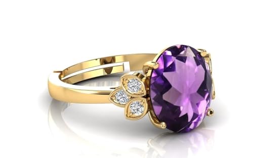 Bague en améthyste véritable 10,50 carats Jamuniya plaqué or