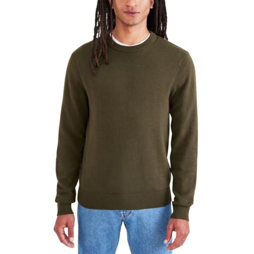 Dockers Men's Regular Fit Long Sleeve Crewneck Sweater, (New) Forest Night, X Large