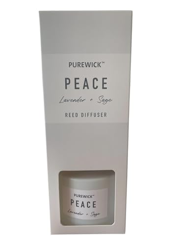 Pure-wick Peace Lavender & Sage Scented Reed Diffuser - 100ml Notes of Bergamot,Geranium,Lavender,Moss & Patchouli