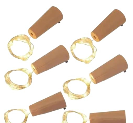 bottle cork 24 led light pack of 6 psc multicolour lithium battery stylish durable everyday energy saving, decorative sl5