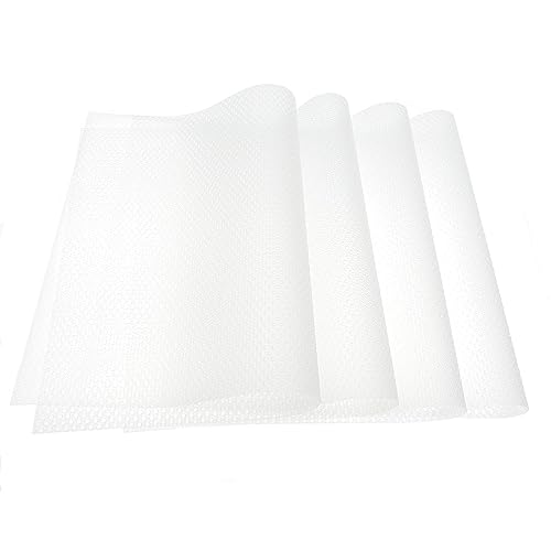 JZK 4X Tamaño 45 x 29cm Alfombrillas de Nevera Antideslizantes y antimoho Blancas translúcidas cortables, Almohadillas Transparentes para Nevera, Alfombrillas para cajones y armarios de Cocina