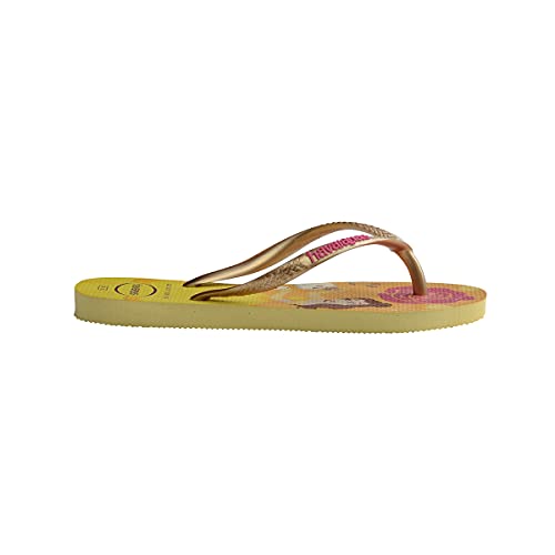 Chinelo Slim Princess, Havaianas, Meninas, Amarelo Limão/Dourado/Pink Eletric, 31/32