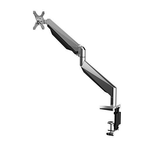 eSmart Designer Montaje de pantalla con pistón a gas y concentrador para USB, auriculares y micrófono | Montaje de mesa de monitor giratorio, inclinable, giratorio con la potencia de un solo dedo | Para monitores de hasta 25 - 76 cm (10"-30")