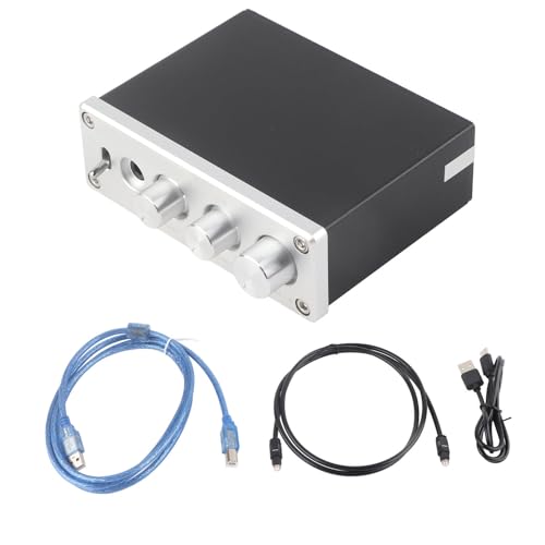 Aumotop Enhanced Audio Decoder with Headphone Amplifier and HighLow Sound Adjustment for Superior Sound Quality, Ideal for Home Stereo Systems (Silver)