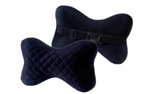 SOROOMemory Foam Bone Shaped CAR Neck Pillow Compatible for Honda Amaze Black (Pack of 2).