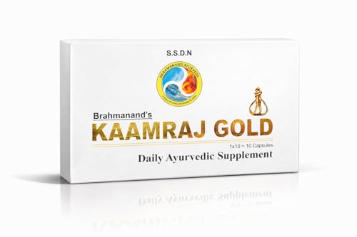 Brahmanand Kamraj Gold Ayurvedic Capsules for Men | 10 Boxes | Energy Support | Stamina & Strength Enhancer | Vitality & Stress Relief | Traditional Herbs & Bhasmas | 100 Capsules Total