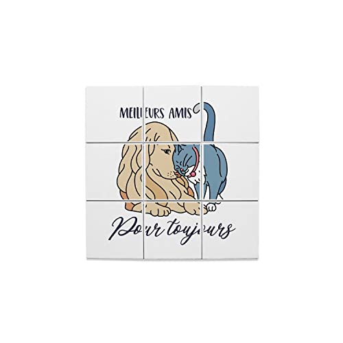Carreaux céramique meilleurs amis labrador chat tableau mural tendresse animaux
