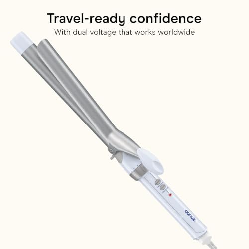 Image of Conair Double Ceramic 1 in. XL Barrel Curling Iron, Blue /Silver | Extra-long 7.5 in. barrel (1 in.) speeds up styling on medium and long hair