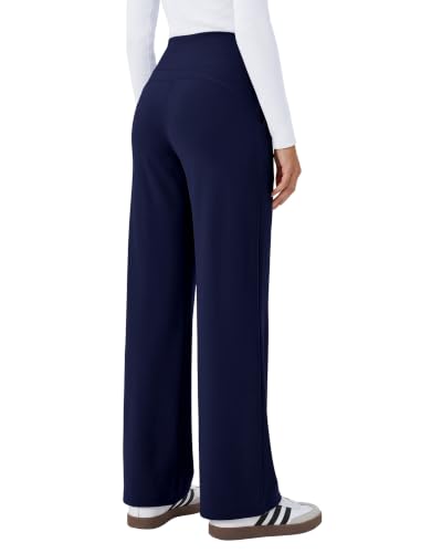 JEKAOYI Womens Wide Leg Yoga Pants Casual Trousers Pants with Pockets Navy - image 2