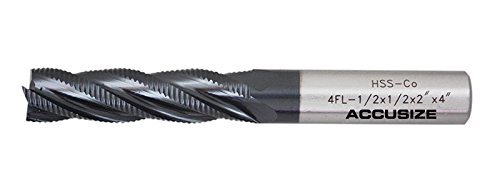Accusize Industrial Tools 1/2'' Fine Tooth M42 8% Cobalt Tialn Roughing End Mill