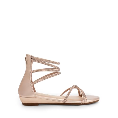 Image of DREAM PAIRS Women's Ankle Strap Flat Sandals Summer Dressy Strappy Gladiator Rhinestones Sandals