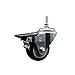 Polyurethane Swivel Threaded Stem Caster w/3" x 1.25" Black Wheel and 12MM Stem & Posi Locking Brake - 300 lbs Capacity/Caster - Service Caster Brand