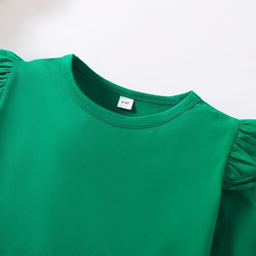 Image of Magic Park 1-14Y Toddler Ruffle T Shirt Girls Solid Color Blouse Kids Girl Short Long Sleeve Tops Casual Tee