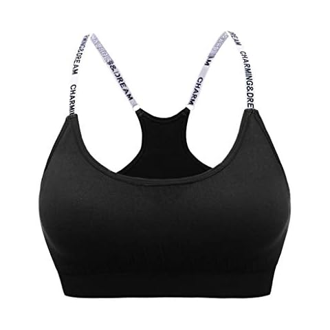 Women's Sports Bra Padded High Impact Racerback Comfy Yoga Workout Bra Black Cover
