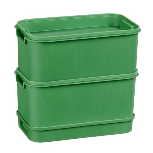 Reusable Plastic Plant Nursery Pots – Dual-Layer Rectangle Seedling Trays for Indoor/Outdoor Gardening, Durable Stackable Seed Starting Containers with Drainage Holes (Multi-Purpose Plant Grow Box)