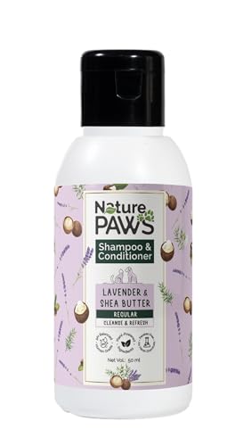 Image of Regular Range Pet Shampoo & Conditioner, 50 ml | Lavender & Shea Butter, Nourishing Care for Dogs & Cats, Anti-Odour, Calming, Refreshing