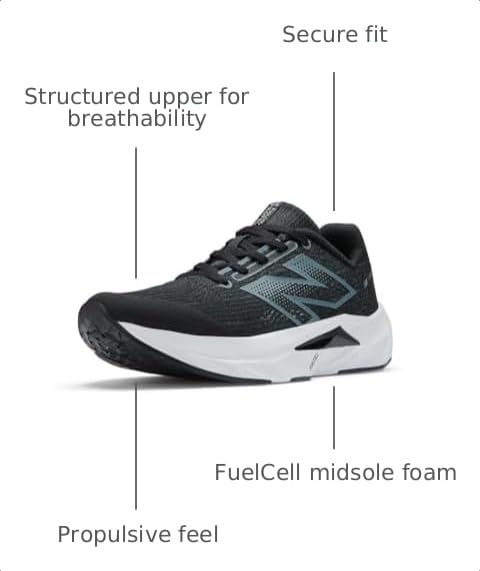 New Balance FuelCell Propel V5 Lace-up Running Shoe, Black/Steel, 5 US Unisex Big Kid by New Balance - Used condition - Image 2