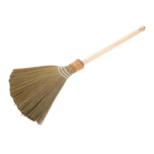 QUMIIRITY Whisk Broom with Detachable Handle 74cm Bamboo Straw Soft Sweeping Brush Lightweight 0.28kg for Boys and Girls and Household Dust Cleaning on Sidewalks and Indoor Floors