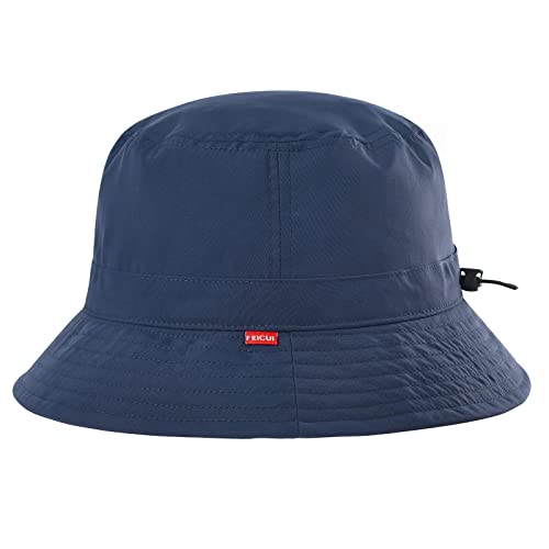 Feicui Everyday Bucket Sun Hat Unisex Lightweight Outdoor Summer Beach Vacation Getaway Headwear (Navy, 7 1/4) #TOP2