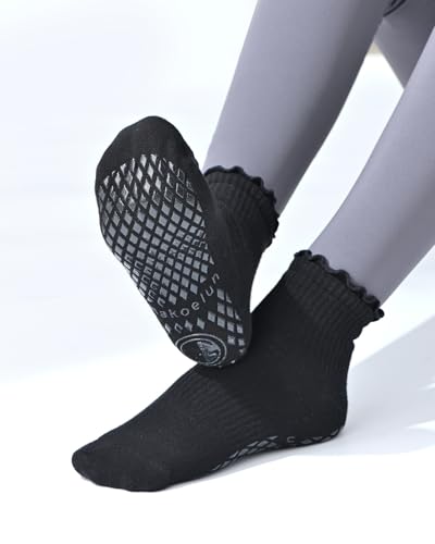 Non Slip Grip Yoga Socks for Women Breathable Cute Ruffle Ankle Socks for Yoga, Pilates, Barre Workouts4