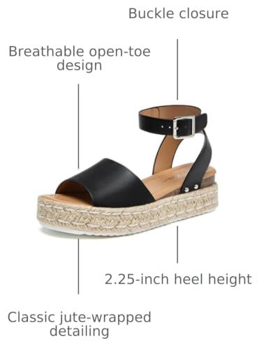 Image of Athlefit Women's Espadrille Platform Wedge Sandals | Adjustable Ankle Strap Buckle,Comfortable Open Toe Flatform,Summer Casual Daily Wear for All-Day