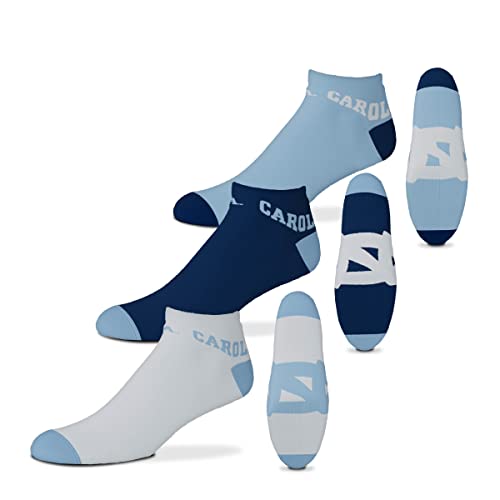 For Bare Feet NCAA Mens Money Ankle Socks-3 Pack (North Carolina Tar Heels, Large (10-13))