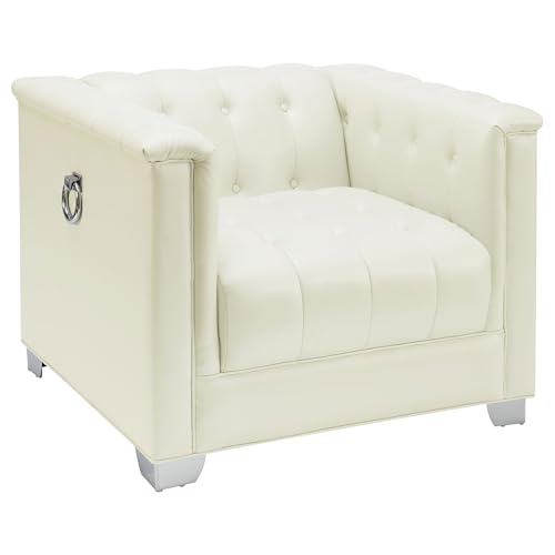 Sillón Blanco con Tapizado de Cuero Sintético