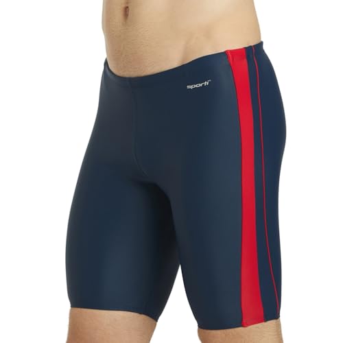 Sporti Piped Splice Swim Jammer Swimsuit - Navy/Red - 32