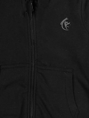 Image of KiddoPanti Boys Solid Cotton Full Sleeve Zip-Up Front Open Hooded Sweatshirt