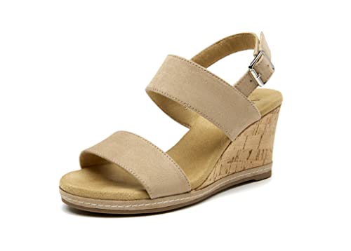 Image of VJH confort Women's Wedge Sandals Buckle Straps Cork Platform Comfort Slingback Dress Open Toe Sandals