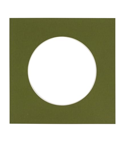 CountryArtHouse Dill Green Acid Free 18x18 Circle Picture Frame Mat with White Core Bevel Cut for 14x14 Pictures - Fits 18x18 Frame - Pack of 1 Matboard