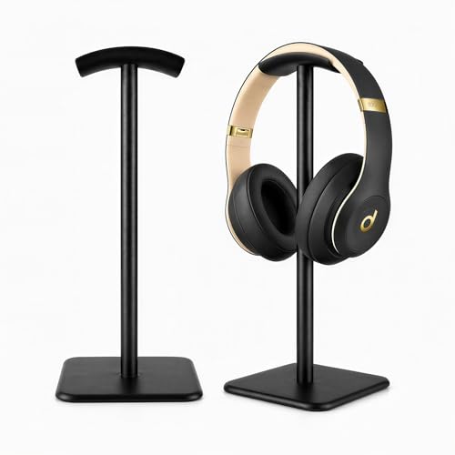 Image of Street27 Headphone Stand for Desk - Aluminum Alloy Desktop Headset Holder with Anti-Slip Base | Gaming Headphones Stand for PC, Studio & Office Use (BLACK)