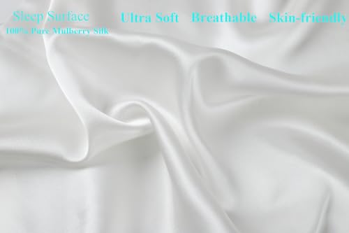 Image of Silk Bassinet Sheet 17 inch x 33 inch Surface (100% Pure Mulberry Silk) - 4 inch Deep Pocket (Satin)- 19 Momme 6A High-Grade Fibers for Baby Hair for Hourglass, Oval,Rectangle Pads /Mattress White
