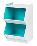 IRIS 2 Tier Curved Edge Storage Shelf, White and Blue