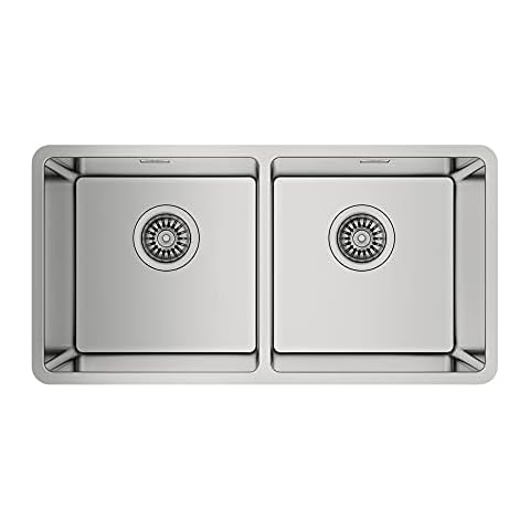 Teka | Unterbauspüle 90 cm mit zwei Becken mit SilentSmart | BELINEA RS15 2C 860 | Edelstahl | 2 Becken | 44 x 20 x 86 cm Cover
