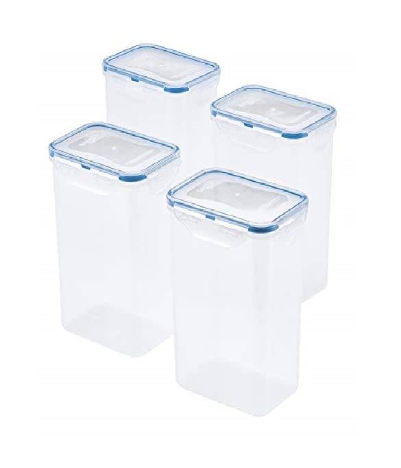 ENTITY Airtight Plastic Storage Container Set for Kitchen Storage - 2100ml Containers | Unbreakable & Air-Tight Design | BPA Free Container (Pack of 4) - Transparent