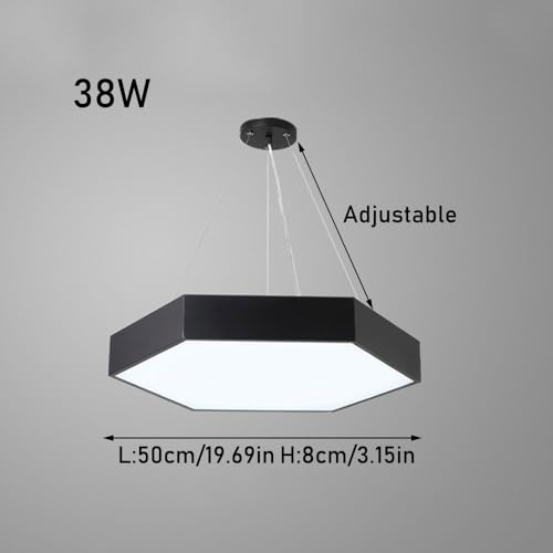 Lustre hexagonal noir LED moderne et suspension géométrique pour salon