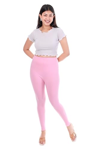 Image of TPF Women Solid Cotton Lycra Stretchable Leggings | Comfortable Ankle-Length Slim Fit Leggings for Women & Girls | Soft, Breathable Wear Bottoms
