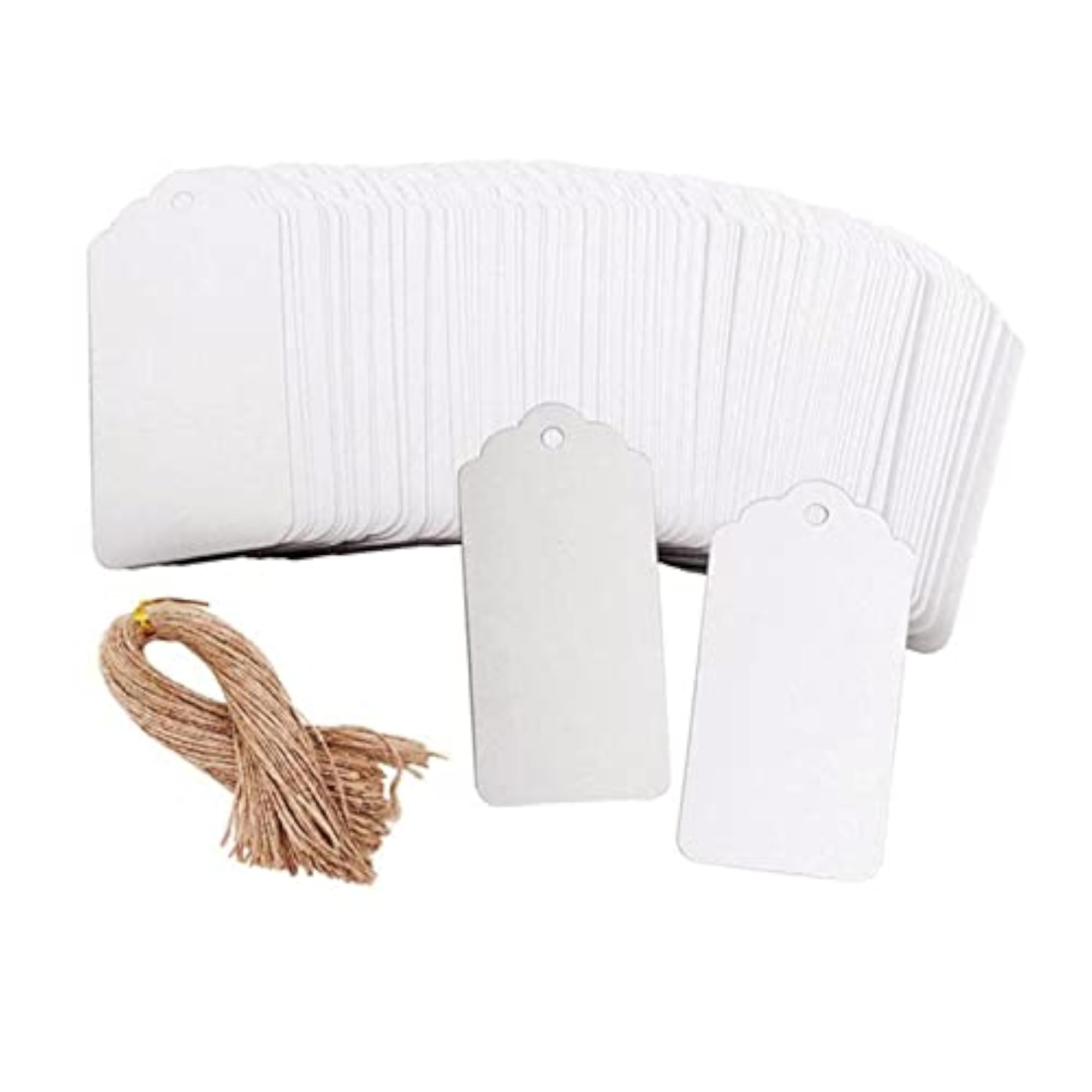 100Pcs Paper Gift Tags Scallop Label Blank with Strings