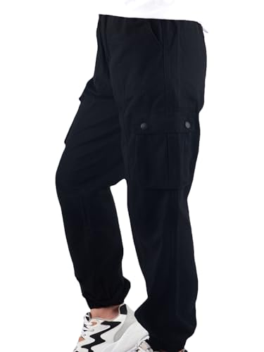 Boys Cargo Pants Elastic Waist Twill Joggers Pull on Casual Trousers for Kids2